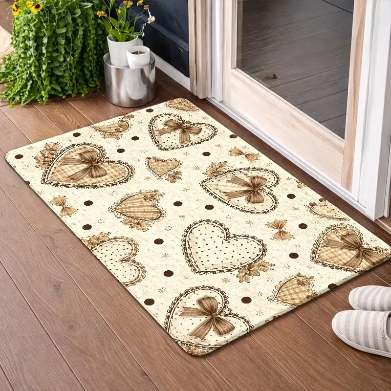 Cute Rainbow Colorful Heart Door Mat Non Slip Indoor Entrance Rug Multi Color Love Heart Pattern Doormat for Bedroom