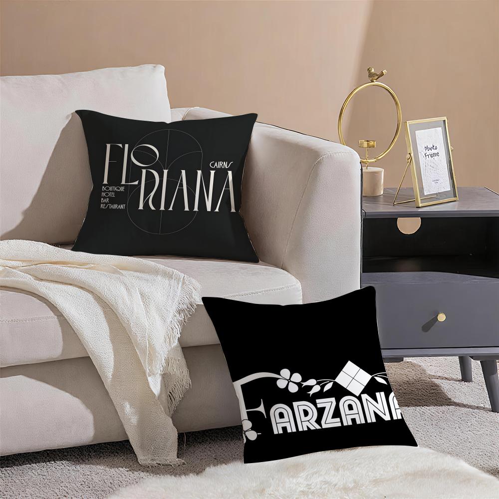 Text image Pattern Floriana Cushion Cover Pillowcase Short Plush Invisible zipper Room Sofa Cushion Cover