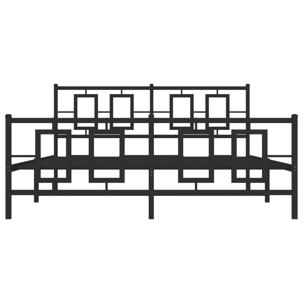 Metal Bed Frame with Headboard and Footboard Black 150x200 Cm