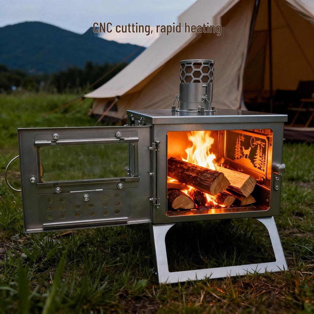 Portable Outdoor Folding Titanium Wood Tent Stove for Camping