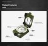 American Military Green Multifunctional Metal Compass K4580 - High Precision, Luminous, Outdoor Use