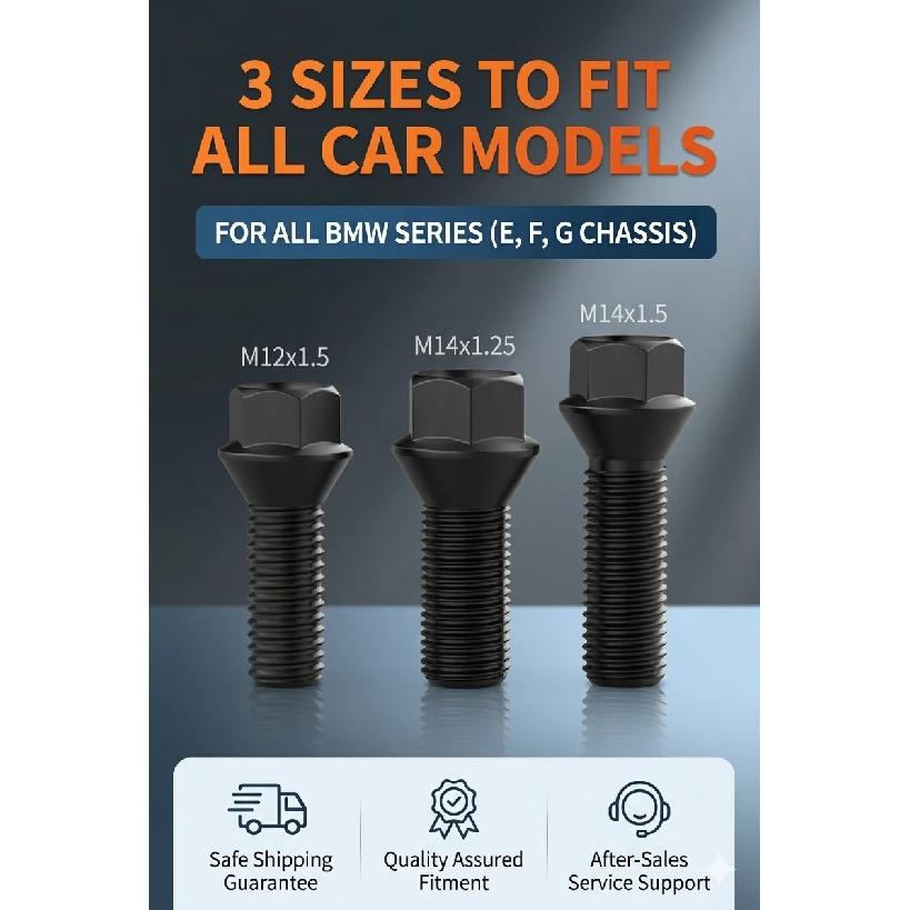 M14x1.25 M12x1.5 M14x1.5 Wheel Lug Bolts for BMW 1 3 5 7 Series X1 X3 X5 X6 MINI Car Hub Steel Screws 36136781150 36136781151