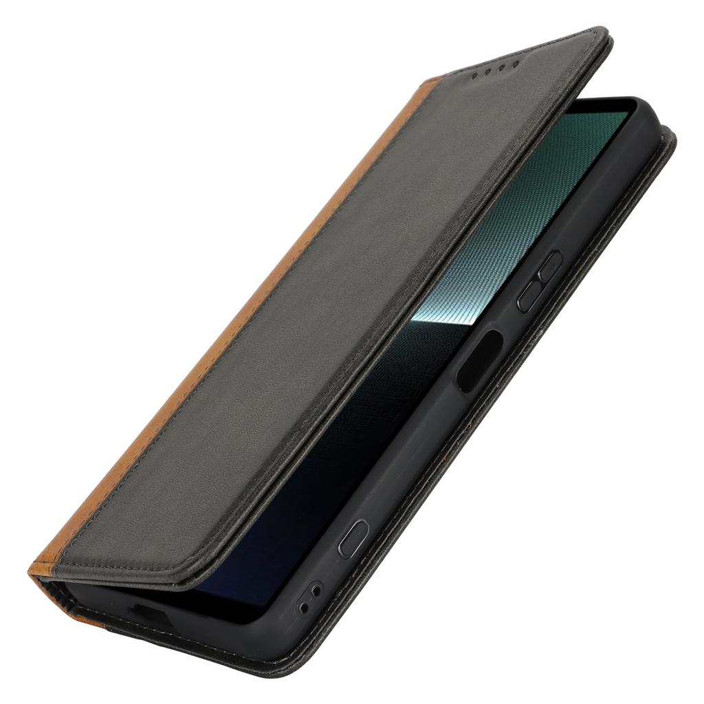 Etui na Sony Xperia 1 VI Tekstura cielęca 3 sloty na karty Skórzane etui na telefon z kolorowymi wstawkami