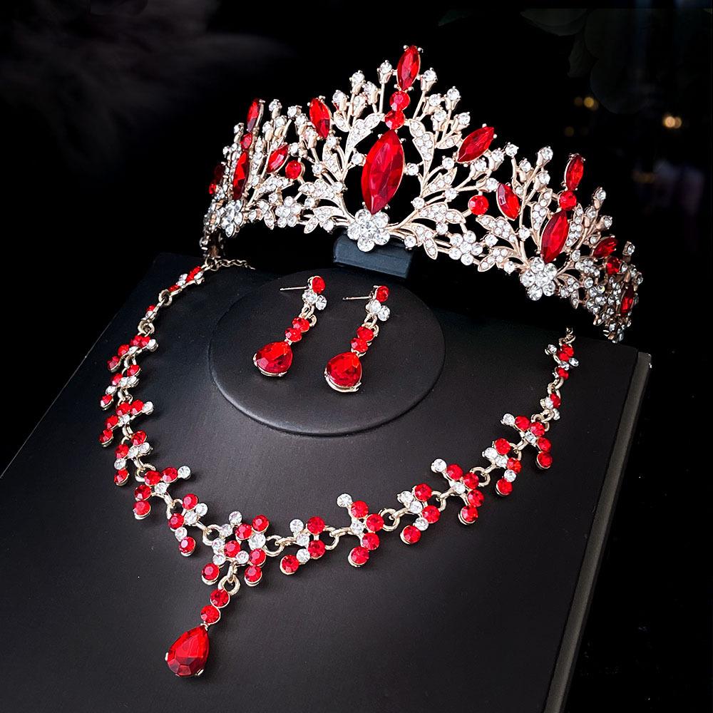 New Bridal Tiara Necklace Three Piece Set Crown Wedding Accessories Bridal Set