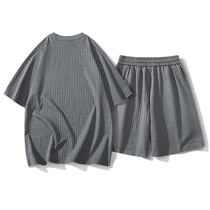 Completi Sportivi e Casual Estivi a Maniche Corte da Uomo, Set Due Pezzi Sottile in Seta di Ghiaccio ad Asciugatura Rapida