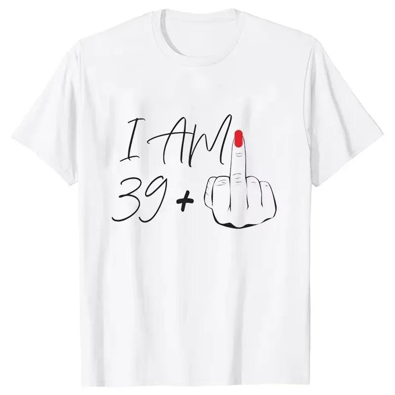 

Im 39 Middle Finger TShirt Womens 40th Birthday Party TShirt Aesthetic Street Style Short Sleeve Top Womens TShirt 3XL