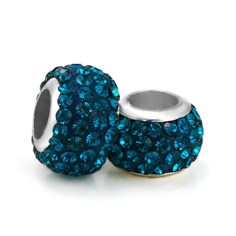 Silver Plated Macroporous Resin Glass Beads for Charms Bracelet Necklace Keychain Women Girls Jewelry Gifts