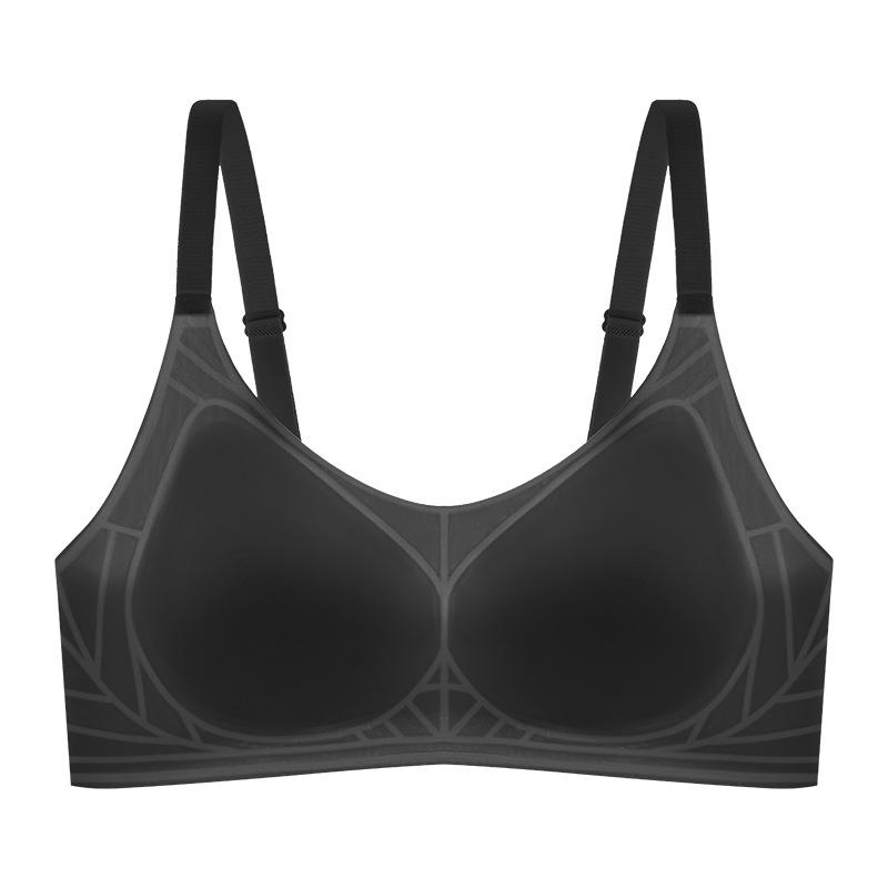 Summer Seamless Stealth Underwear Women's Cool Feeling Ice Silk Small Breasts Gather Bra Breathable Thin Collection Breast Bra Cover