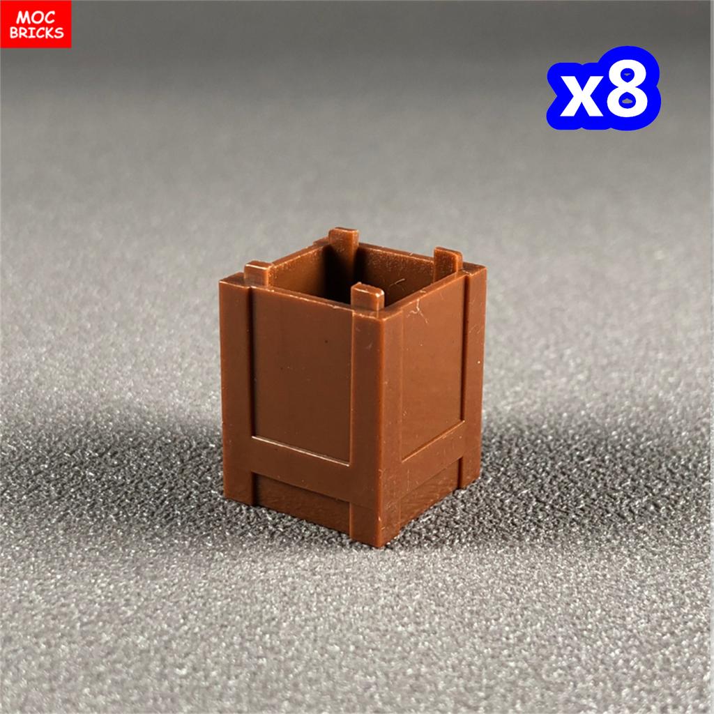 MOC Bricks Container Series Display Box Bucket Basin Pot Pack Basket Attachments Assembled Constructing Blocks Playthings Children Gift