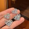 Luxury Diamond-Studded Heart Pendant Earrings for Women - Chic and Trendy Light Fashion