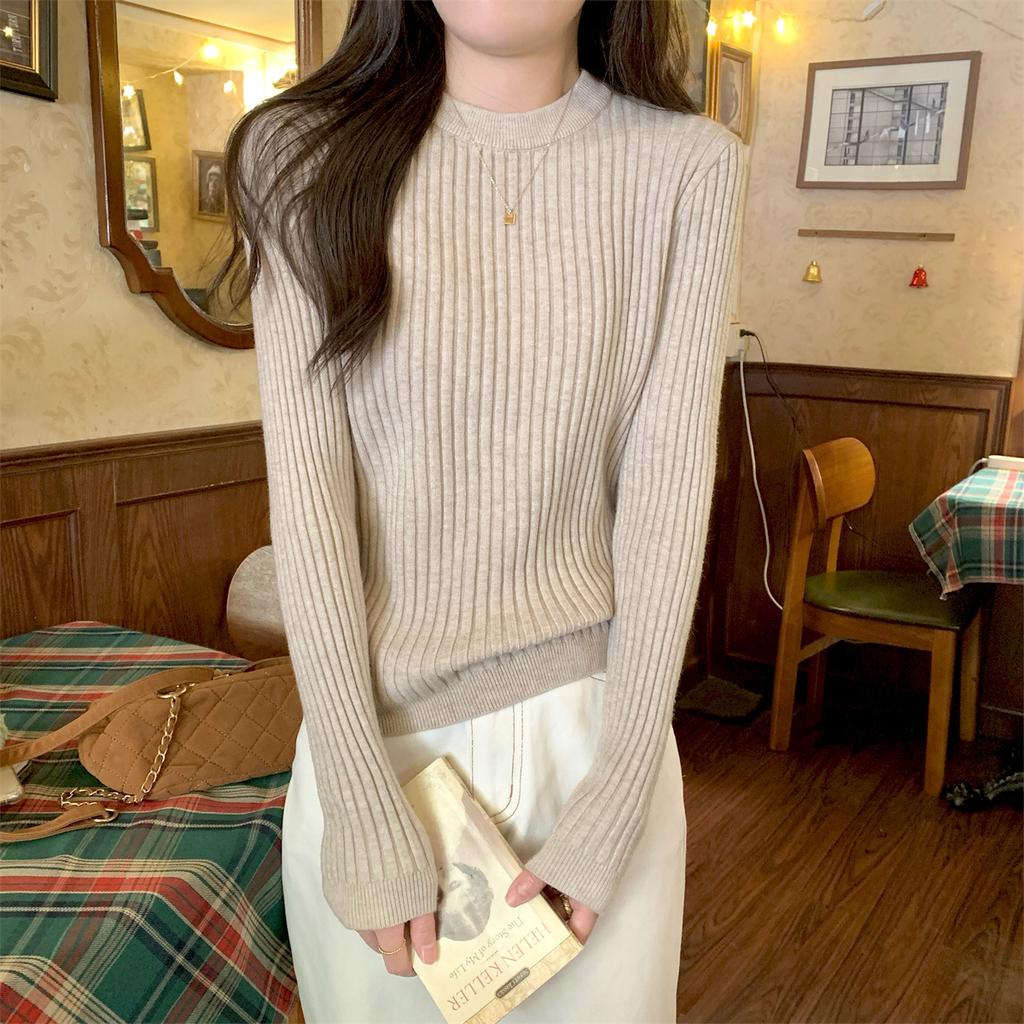 Spring New Niche Chic Pit Strip Knitted Sweater Women's Simple Inner Top Soft Waxy Bottoming Shirt