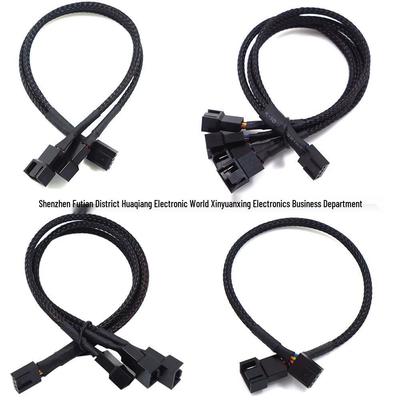 4-Pin PWM Fan Splitter Cable with Temperature Control and Speed Adjustment - Extends 1-to-4 for Motherboard 3/4-Pin Compatibility.