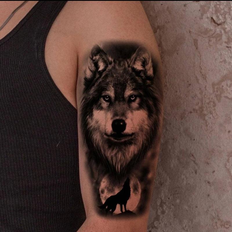 Vodotělná dočasná tetování pro muže ženy zvíře lev tygr medvěd tetovací nálepky vlk koruna body art paže falešné tetování