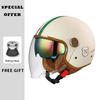 Men Women Motorcycle Helmet Biker 3/4 Open Face Helmet Retro Electric Bike Scooter ABS Shell Moto Jet Helmet DOT Approved