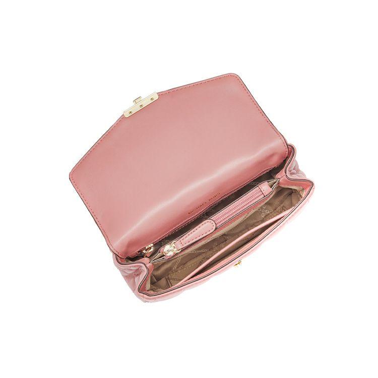 Michael Kors MK Soho Quilted Chain Flap Solid Color Vintage Style Commuter Leather Shoulder Bag Women Shoulder Bag Rose-Pink 30H0L1SL1T-622
