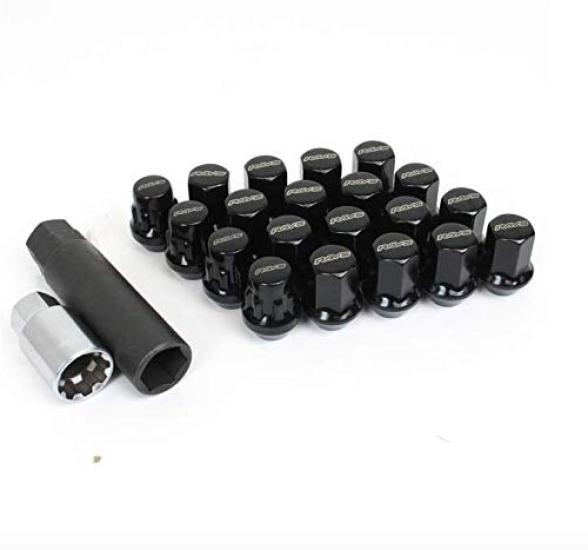 RAYS Lock Nut Set M12 X Black 17-Hex & (4-Hole) 1.25 (74082000003BK)