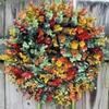 Simulation Autumn Wreath Front Door Garland Fall Eucalyptus Wreath for Front Door Thanksgiving Halloween Christmas Decorations