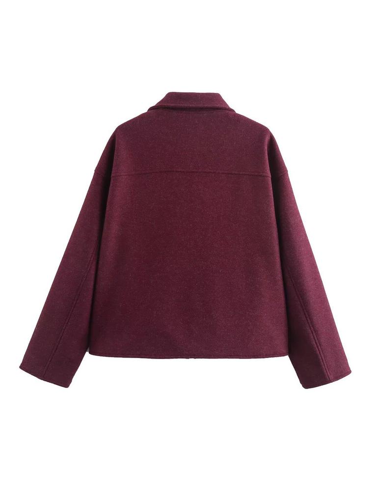 Damen Retro Revers Tasche Kurzmantel - Winterkollektion 2024