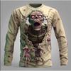 Mens Loose Fit Hooded Sweatshirt Halloween Horror Cartoon Print Long Sleeve Pullover Teens Adults