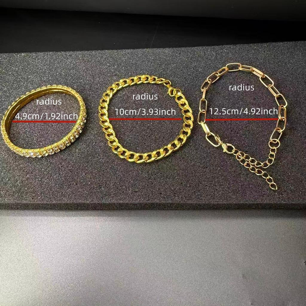 Set di 3 Braccialetti alla Moda Stile Boemo Braccialetto con Zirconi Braccialetto Placcato Oro di Pregio Regalo per Feste Gioielli Regalo di Compleanno