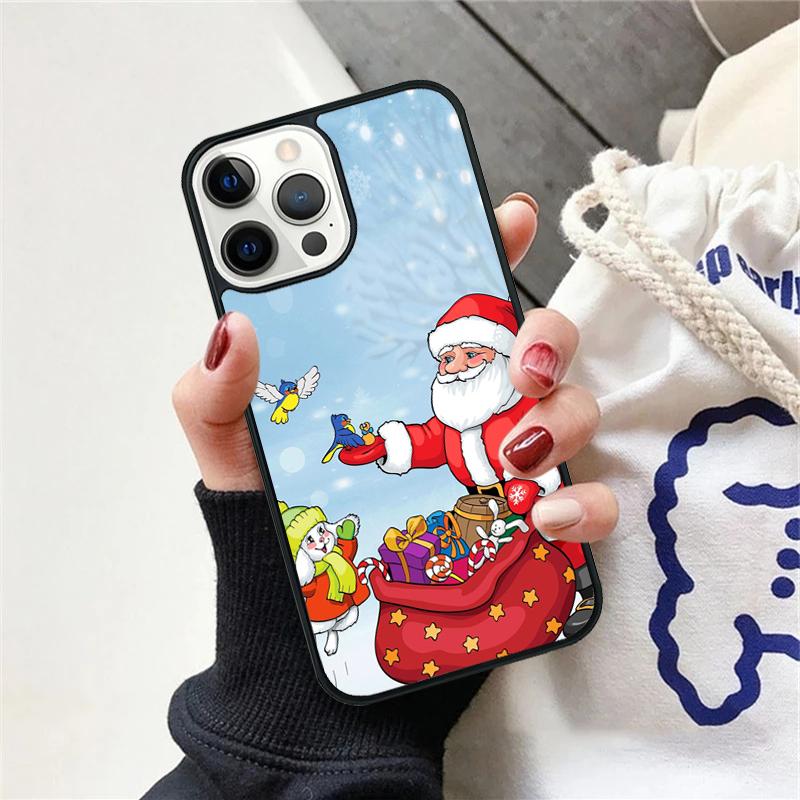 Christmas Santa Claus Phone Case For iPhone 17 Air 15 16e Cover 11 13 14 Pro Max 12 Plus Max Fundas