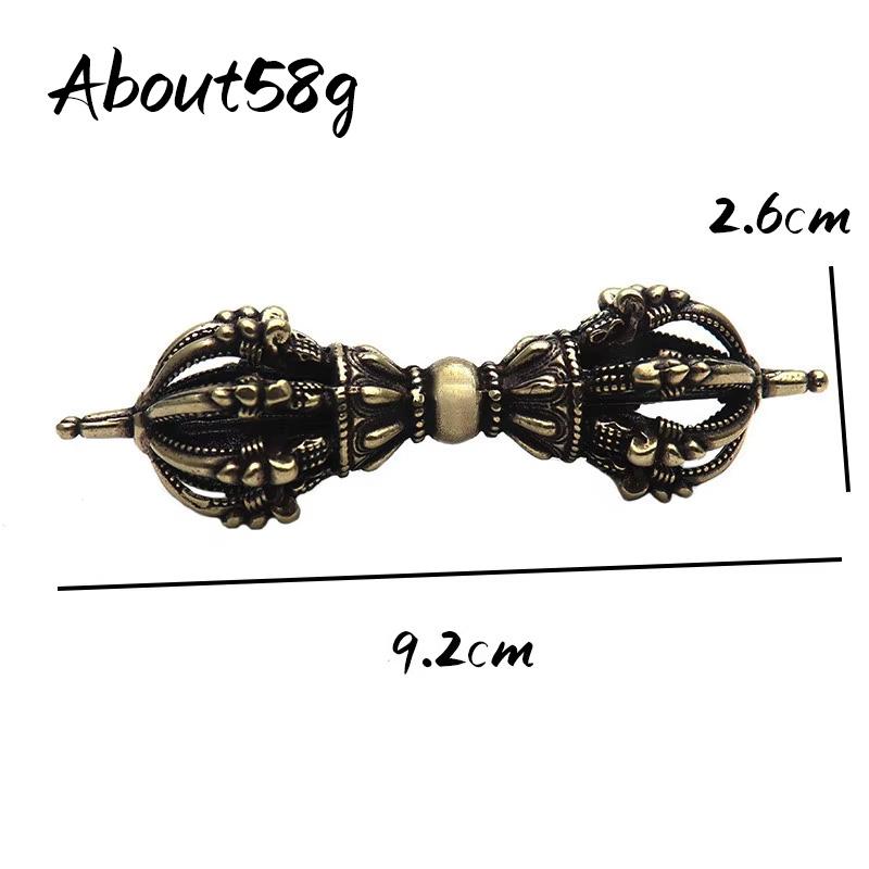 Antikes reines Kupfer Buddha-Instrument Ba Jin Just Vajra-Mörser Feng Shui Ornament Heimdekoration Messing Schreibtischdekor Retro Handwerk
