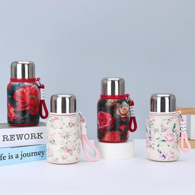 Vysoký vzhled, velká kapacita termosky z nerezové oceli s jemným vzorem, přenosný hrnek na vodu s přenosným hrnkem