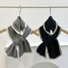 Knitted scarf, neck cover, warm in winter, double-sided contrasting color, student neck protection, simple cross, lazy scarf.