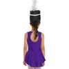 Girls Flag Raiser Performance Costume: Round Neck Cutout Back Sleeveless Leotard & Matching Feather Hat for Cosplay Dress Up