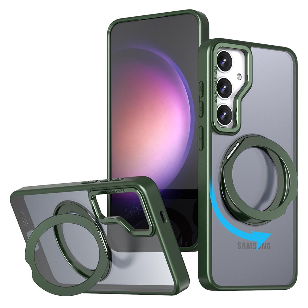 For Samsung Galaxy S25+ Case Rotating Magnetic Kickstand Acrylic+TPU Shockproof Phone Cover