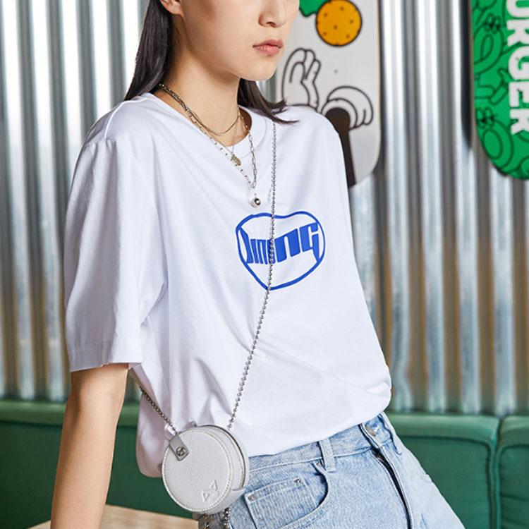 Li-Ning Letter Print Short Sleeve T-Shirt Unisex Tops White AHSQ412-1