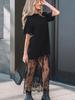 2025 Summer European & American Women's Lace Patchwork Short Sleeve Long Dress