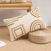 Beige Geometric Embroidery Cushion Cover Boho Ethnic Pillow Cover with Pompom 45x45cm/ 30x50cm Home Decoration Sofa