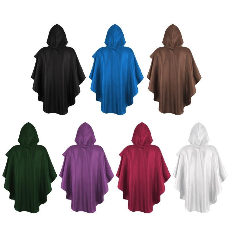 Renaissances Medieval Hooded Scarf Post Apocalyptic Shawl Scarf Shaman Cowl Dressing Up Cape Cosplay Halloween Costume