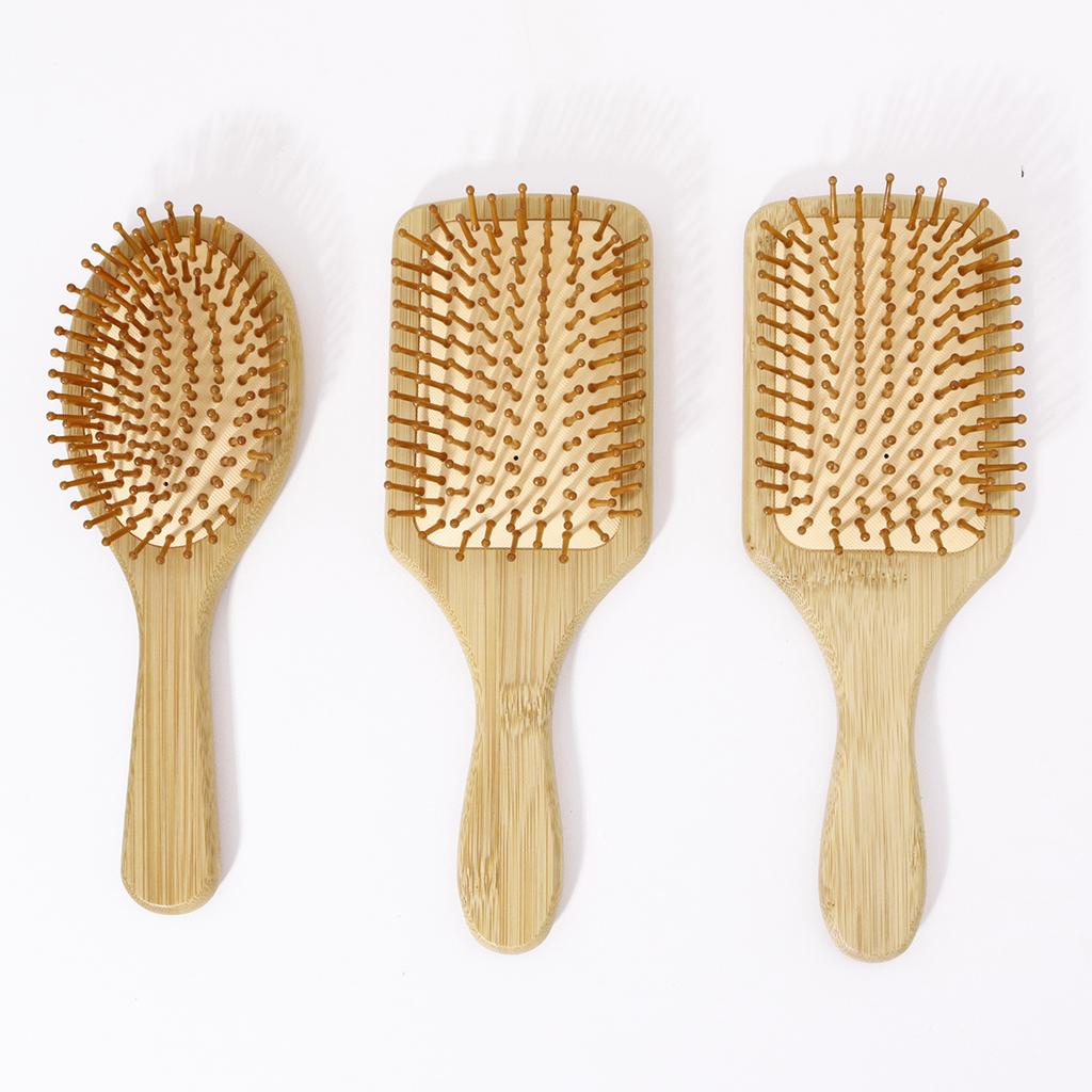 3pcs bamboo air cushion comb set, with bamboo bristles, natural bamboo anti-static hair massage brush,Special for real hair wigs