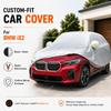 For BMW iX2 Fit Full Car Cover Silver-Coated Oxford Fabric Side Zipper Access UV Protection Outdoor Parking