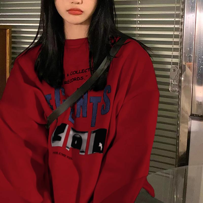 Padded Loose Casual Sweater Female Fall and Winter Jacket Ancient Round Neck Long-sleeved Bottoming Shirt Tops Fashion Retro Versatile Sweatshirt