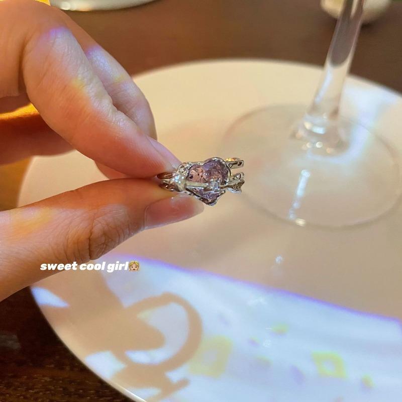 New Arrived Romantic Lovely Pink Bowknot Design Female Exquisite Jewelry Ring with Micro Bow Tie Zircon for Party and Dating