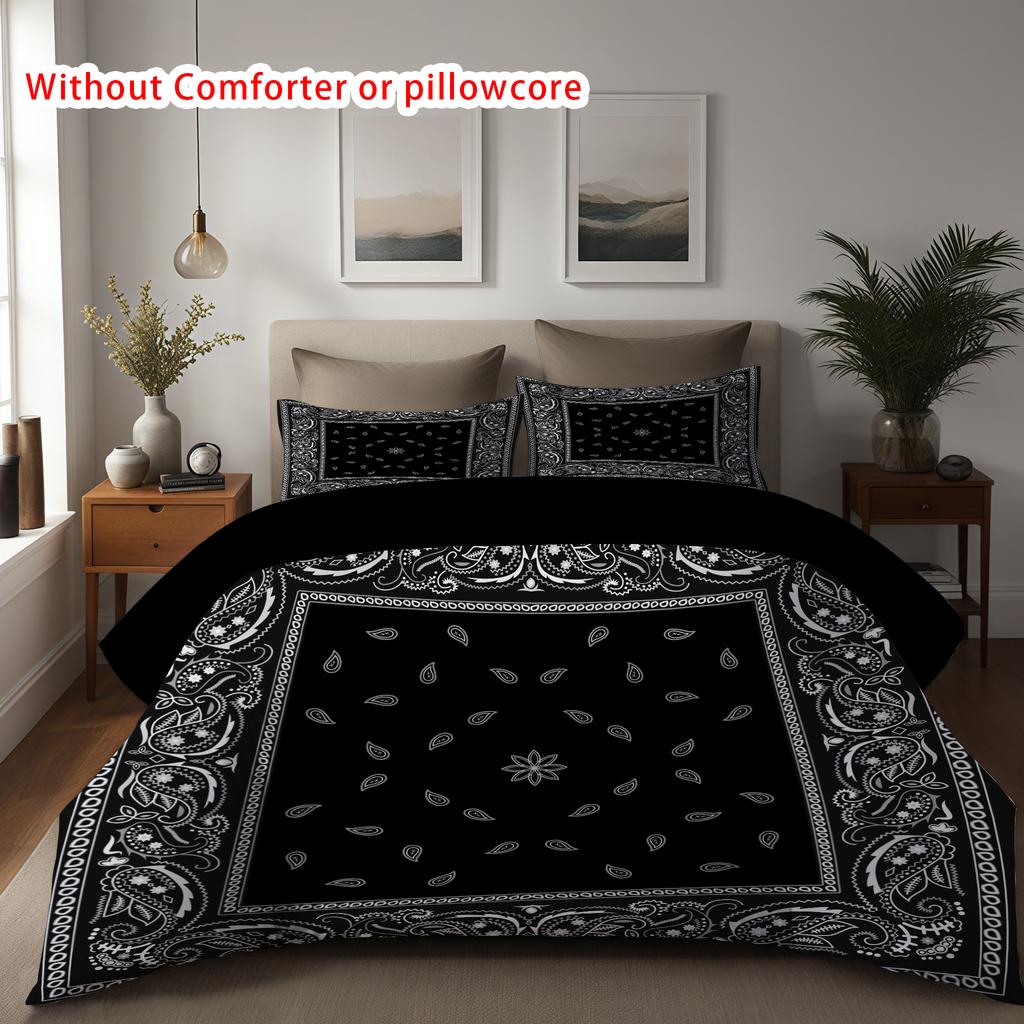 Comforter Paisley Mandala 3D Print Black Red Bohemian Style Double For Adults Queen King Size Bedding Set With