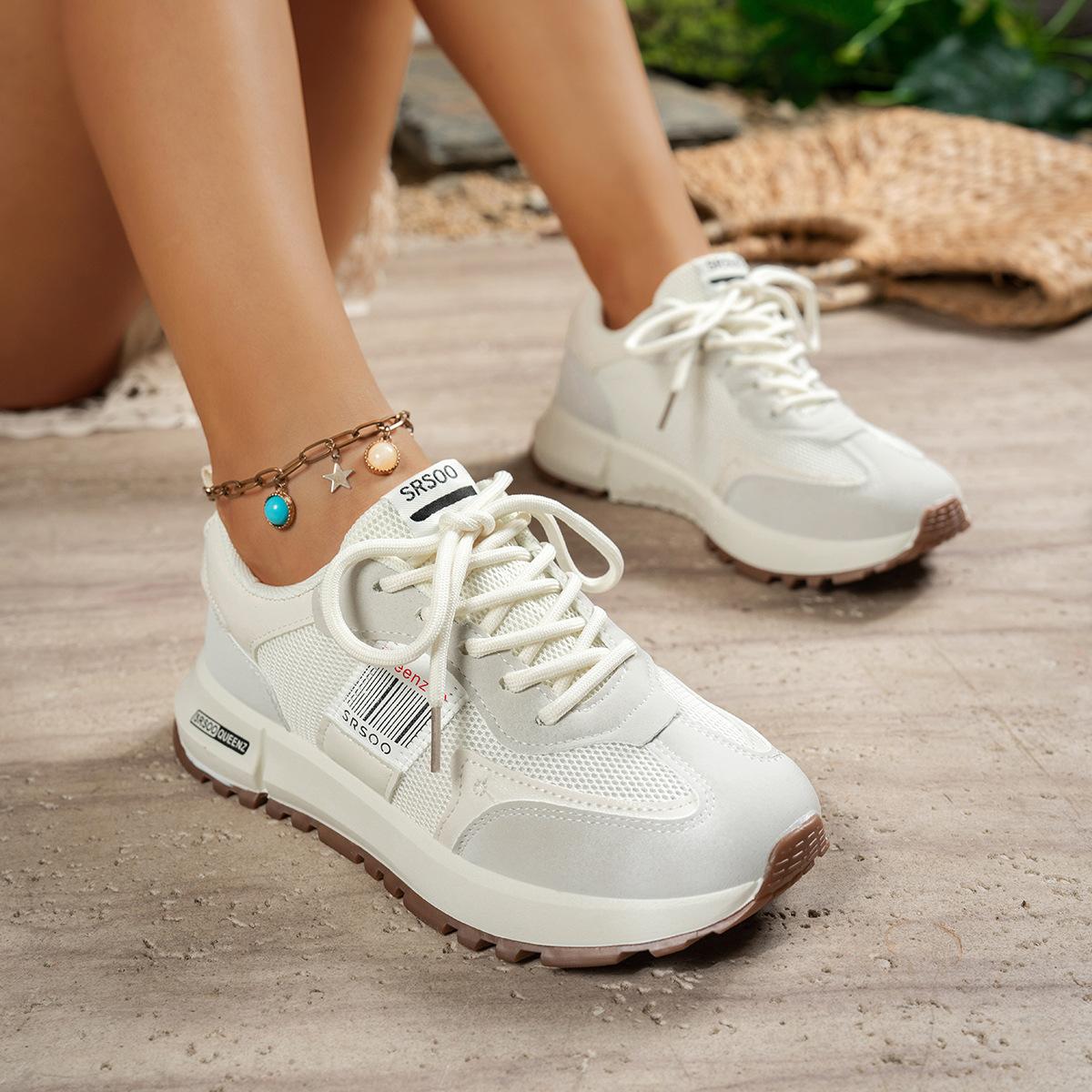 

Casual sports shoes women s 2025 new spring and autumn Forrest Gump shoes mesh shoes breathable mesh white shoes thin dad shoes summer 35