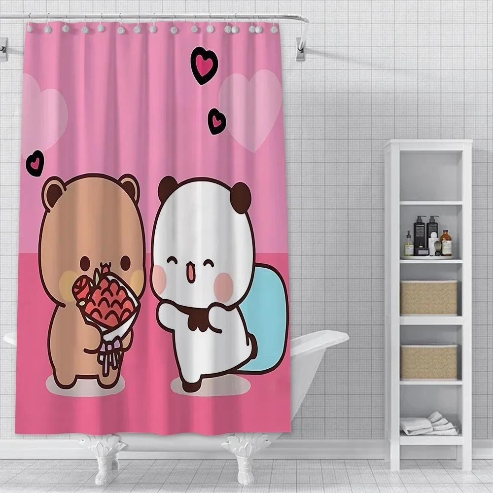 Cartoon Q-Quarto B-Bubu and Dudu Shower Curtain Waterproof Polyester Fabric Bath Curtains Home Bathroom Decor Curtain With Hook