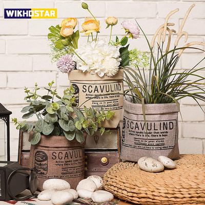 1 buc. Sac de plantat impermeabil în culori aleatorii, sac de pepinieră cu grafică vintage din material textil pentru grădină