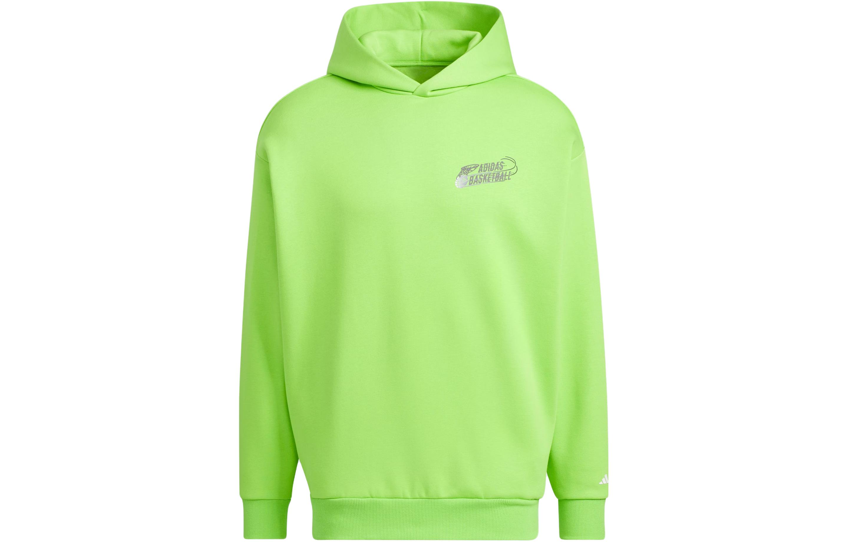 Adidas Basketball Graphic Hoodie Sweatshirt Unisex Half Neon Green JE3505 M