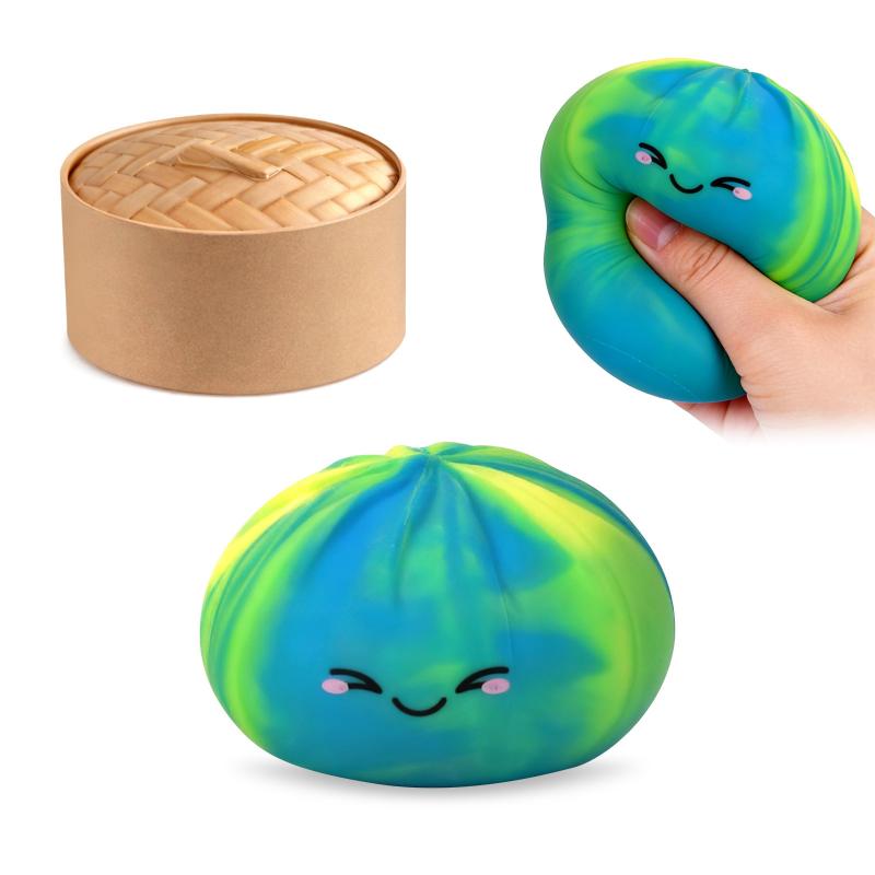 Rainbow Dumpling Squishy Toy 1 Set Bamboo Fidget Ball Kit For Office Desk Kids Stress Reliever Home Decor