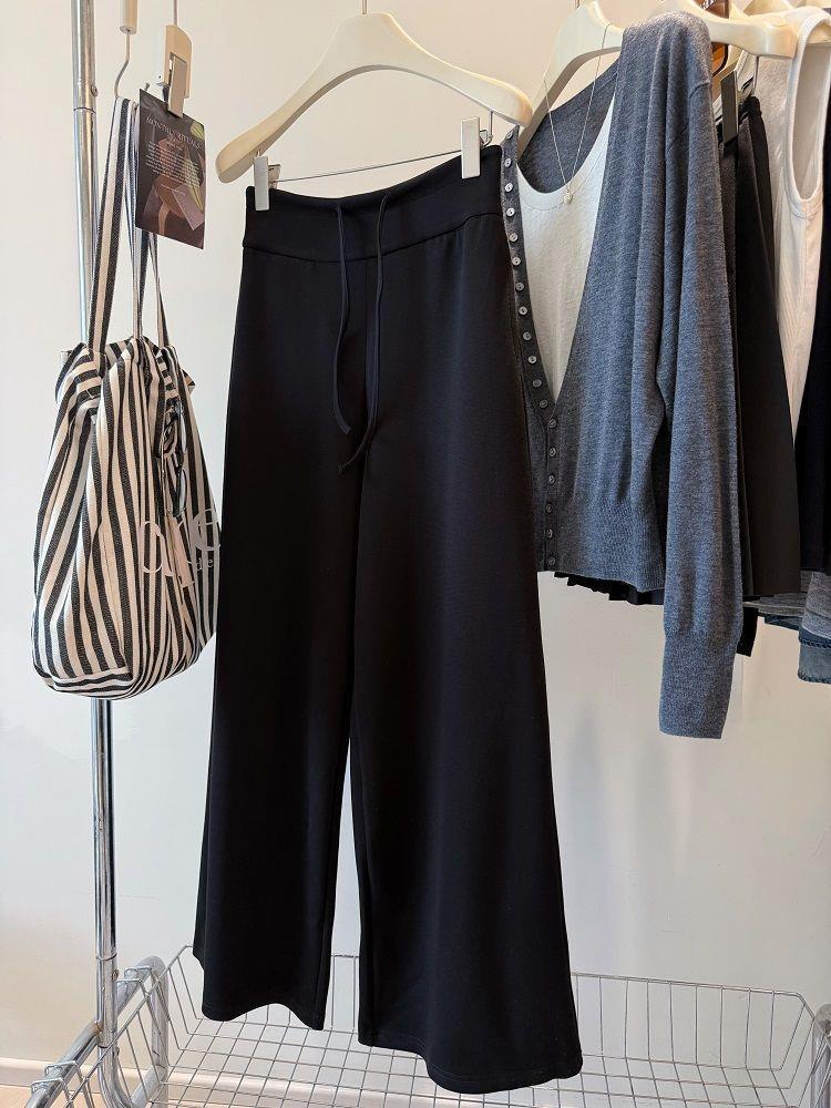 Spring Korean Drape High-Waisted Wide-Leg Pants - Flattering for Pear-Shaped Figures, Casual Straight-Leg Design