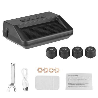 Reifendruckkontrollsystem, Solar-Reifendruckmonitor mit 4 externen Sensoren, Sprachansage,
