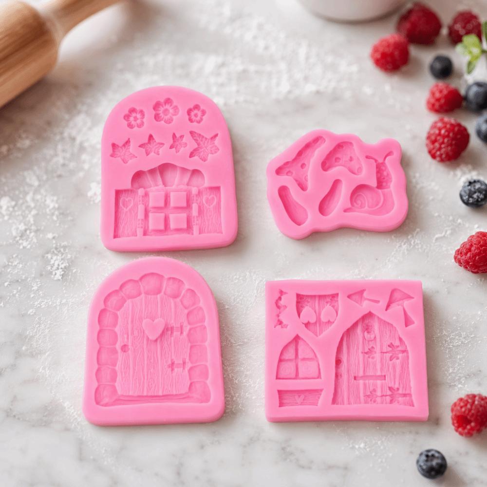 4pcs Non-Stick Fairy Garden Molds Easy Release Fondant Cake Molds  Home Bakery