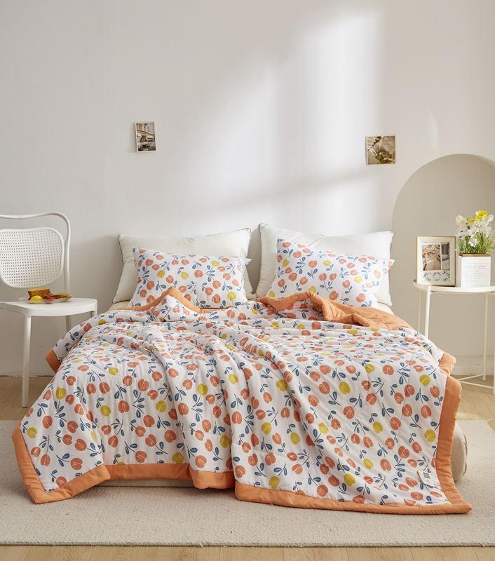 Plapumă elegantă de vară cu model floral, 100% bumbac, respirabilă, cu aer condiționat, pentru camping și călătorii, subțire