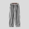 INCERUN Mens Striped Wide Leg Pants Casual Loose High Waist Streetwear Hip Hop Long Baggy Trousers
