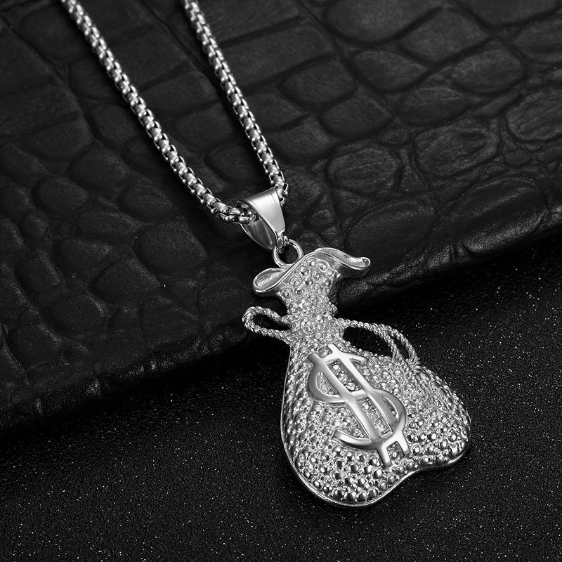 1pc Dollar Sign Gold Color 316L Stainless Steel Big Dollar Sign Pendant Chain Necklace for Women Hiphop Jewelry